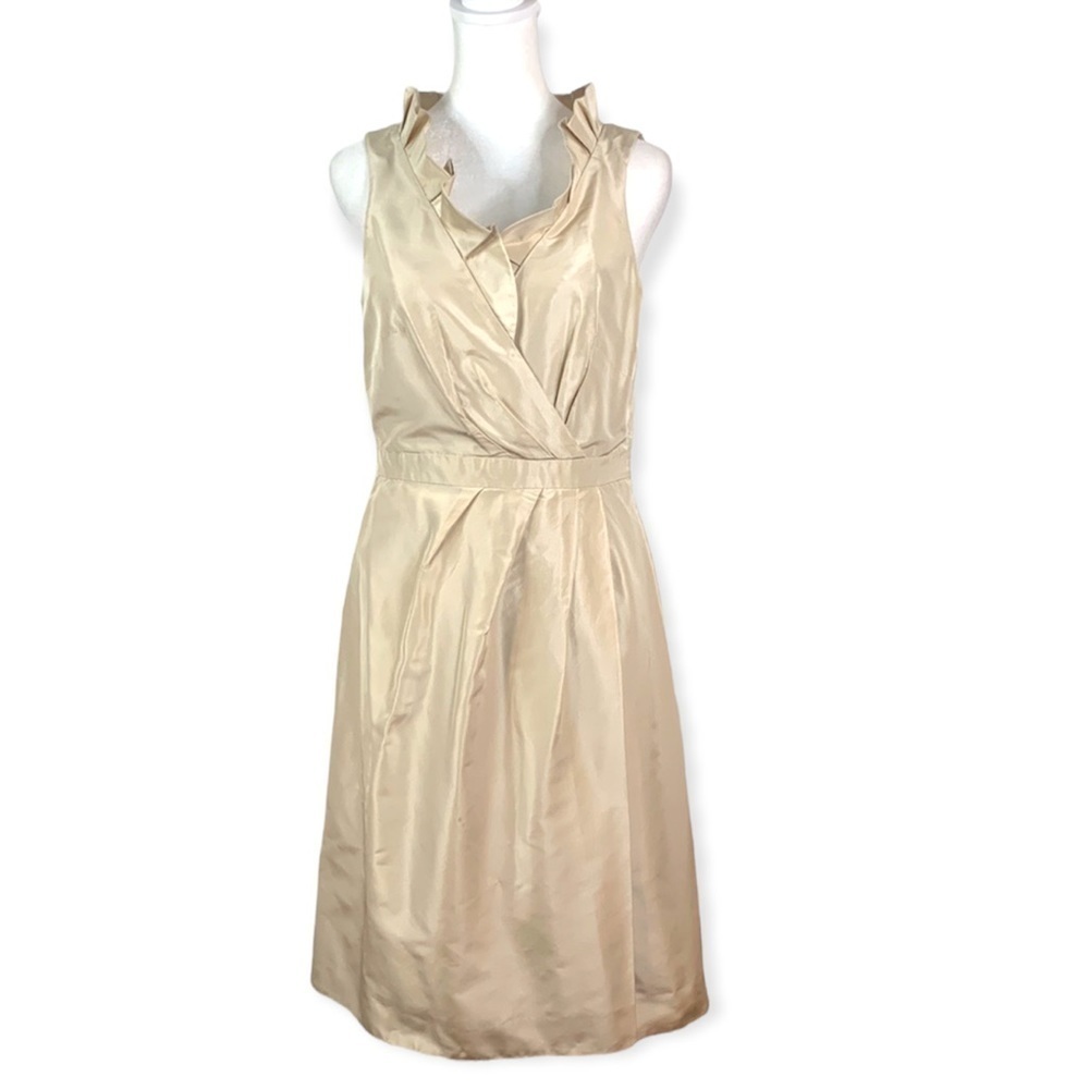 J. Crew Tan Blakely Ruffle Collar Dress